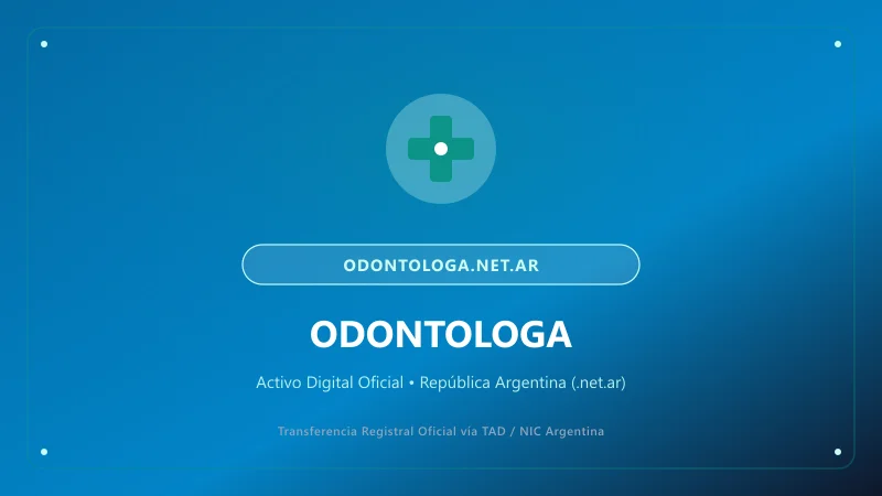 Identidad visual y presentación comercial del nombre de dominio odontologa.net.ar en venta